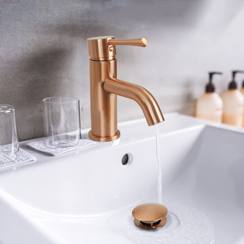 Akicon Copper Push Button Bathroom Sink Drain Stop & Pop Lavatory Stopper Without Overflow Bathroom Basin - Image 2